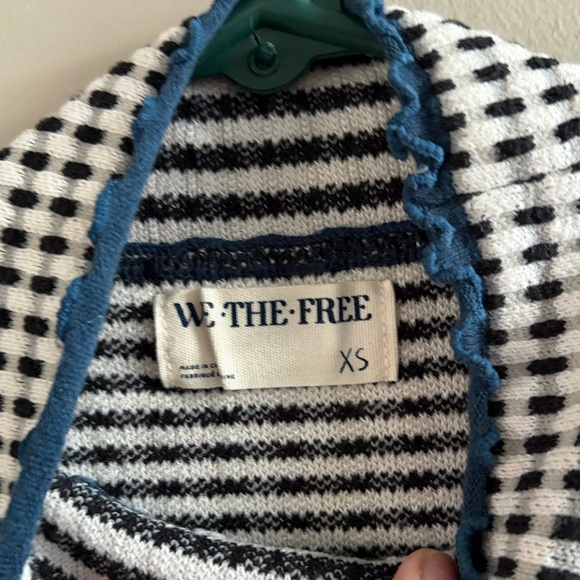 Free People - We the Free Cropped Turtleneck sweater Black White Blue XS - Picture 4 of 5